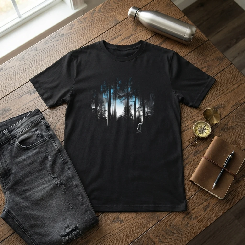 Graphic Printed Tee – Blue Forest Flatlay